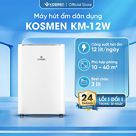 Máy Hút Ẩm Dân Dụng Kosmen KM-12W – 12L/Ngày, Vận Hành Êm Ái, Có Wifi & Sấy Quần Áo – Phòng 40m2 - Hàng Chính Hãng, Bảo Hành 2 Năm