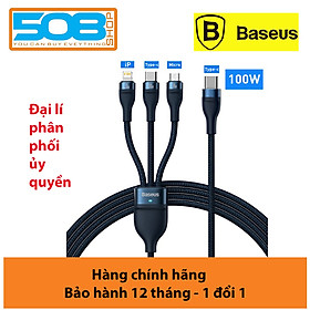 Cáp sạc nhanh đa năng 3 đầu Baseus Flash Series II 3in1 Fast Charging Cable