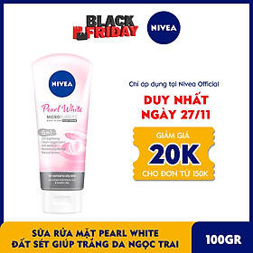 Sữa rửa mặt NIVEA Pearl White Đất Sét giúp trắng da ngọc trai (100g) - 81273