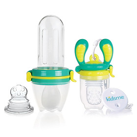 Combo Túi Nhai Và Bình Bóp Chống Hóc Kidsme Màu Xanh Ngọc Kèm Dây Giữ Túi Nhai Cho Bé Từ 4 Tháng Tuổi - Ăn Dặm Chủ Động Thông Minh Cho Trẻ Nhỏ