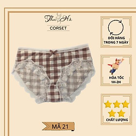Quần lót nữ cotton caro đính nơ, quần chíp dễ thương hàng loại 1