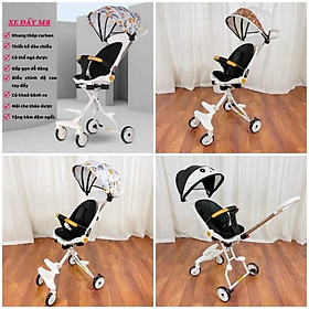 Xe đẩy gấp gọn hai chiều M8, ghế tựa lưng và tay đẩy có thể nâng hạ - bé gái