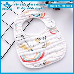 Yếm Bonny Vải Xô 6 Lớp Có Cúc Bấm Bên Vai Giúp Bé Thấm Rớt, Giữ Ấm Ngực 10 Tháng - 3 Tuổi - Bé gái