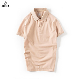 Áo polo nam ADINO màu xanh nhạt phối viền chìm vải cotton co giãn dáng công sở slimfit hơi ôm trẻ trung AP82