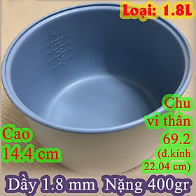 Mua Lòng nồi cơm điện Hàng chính hãng-Hàng nhập khẩu (ruột nồi cơm điện) 1.8 L chống dính màu Ghi nhũ nặng 400 gr