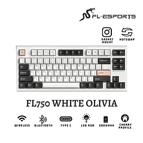 Bàn phím cơ FL-Esports FL750 CPM White Olivia/Metal Heart (3 Mode - Gasket Mount) - Hàng chính hãng