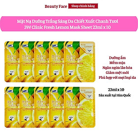 Mặt nạ chiết xuất từ chanh 3W CLINIC FRESH LEMON MASK SHEET 10 miếng/hộp