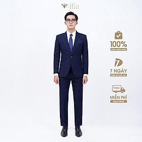 Bộ vest nam xanh sẫm, suits sartorial, 1 khuy 2 túi, form ôm The Suits House