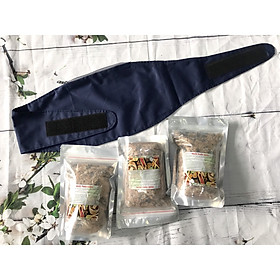 Combo 3 túi muối thảo dược(800gr/Túi) chườm bụng sau sinh-Tặng kèm đai quấn muối