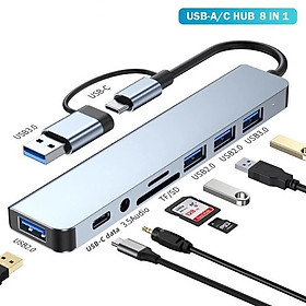 Mua Bộ Chuyển Đổi Hub USB C Hub 8 Trong 1 Type C 3.1 Sang USB 3.0/ Type C/ Đọc Thẻ SD / TF Cho MacBook Notebook Laptop Máy Tính - Hàng Nhập Khẩu