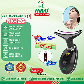Máy Massage Nâng Cơ Làm Trẻ Hóa Da Mặt, Cổ Nikio NK-126 - Công Nghệ Điện Di EMS, Rung Nóng, Ion Và Ánh Sáng IPL