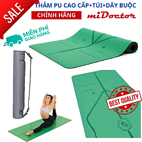 Thảm Tập Yoga Định Tuyến Da PU Cao Cấp Chính Hãng miDoctor + Túi Đựng Thảm Tập Yoga + Dây Buộc Thảm Yoga Định Tuyến