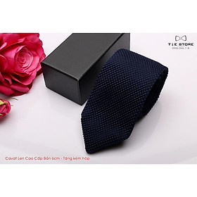 Cà Vạt Len Cao Cấp Bản 6Cm - Cavat Tự Thắt Kèm hộp Màu Xanh đen