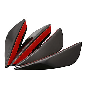 4Pcs/set Black Carbon Fiber Fit Front Bumper Lip Splitter Fin Air Knife Auto Body Kit Valence Chin Accessory