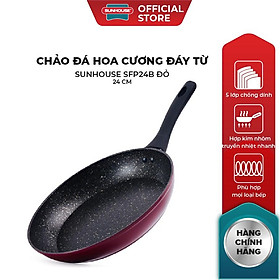Mua Chảo Đá Hoa Cương Đáy Từ SUNHOUSE SFP28B Đỏ 28 cm