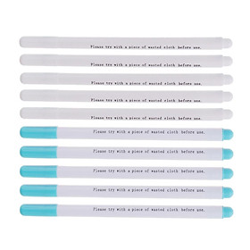 10Pcs Water Erasable Soluble Pen Vanishing Fabric Marker White & Blue 2mm