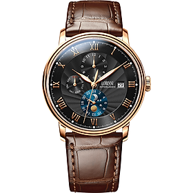 Đồng hồ nam chính hãng Lobinni LB11023G-T1,hàng mới,Kính sapphire chống xước,chống nước 50m ,mặt trắng vỏ vàng hồng dây kim loại thép không gỉ 316L ,Đồng hồ cơ (Automatic) ,BH 24 tháng,thiết kế sun and moon sang trọng