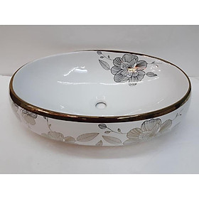 Mua CHẬU RỬA MẶT  LAVABO ELIP HOA VÀNG NT50 CAO CẤP NHẬP KHẨU CHÍNH HÃNG GROVES