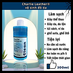 Chai vệ sinh giày Charlie Leather 300mL, Làm sạch giày, da lộn, túi xách