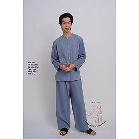 Bộ áo bà ba nam vải kate (Màu xám)- Có bộ bà ba Bigsize- may sỉ bà ba toàn quốc - May bộ bà ba theo yêu cầu - Nguyên bộ xám