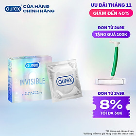 Bao cao su Durex Invisible Extra Thin Extra Sensitive 1 Hộp 3 Bao