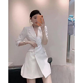 Đầm Vest Công Sở Tà Xéo Phối Nút Phong Cách Sang Chảnh BY8335