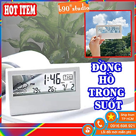 Mua Đồng hồ để bàn màn hình trong suốt MÀU ĐEN tích hợp xem giờ  ngày tháng  đo nhiệt độ độ ẩm