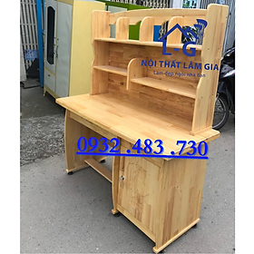 Bàn học sinh liền kệ gỗ tự nhiên giá rẻ _1m2x1m45x50 màu vàng