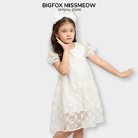 Váy công chúa bé gái Bigfox Miss Meow size đại đầm tiểu thư dự tiệc màu trắng stlye Hàn vải tơ hoa cỡ 7,9,11 tuổi 30kg