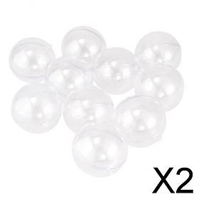 2x10pcs Clear Plastic Fillable Ball Ornaments Christmas Candy Box Crafts 6cm