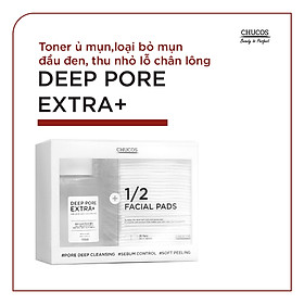 Toner đẩy mụn đầu đen, thu nhỏ lỗ chân lông DEEP PORE EXTRA+ 120ml + 35 miếng cotton ủ mụn