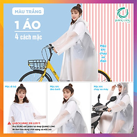 Mua ÁO MƯA EVA  MÀU TRẮNG - LOẠI TỐT - XUẤT NHẬT/ HÀN/ CHÂU ÂU / ÁO MƯA BÍT - phù hợp cả NAM & NỮ (không mùi  an toàn cho sức khỏe)