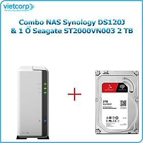 Combo Thiết bị lưu trữ NAS Synology DS120j và 1 ổ cứng HDD Seagate ST2000VN003 2TB - Hàng chính hãng