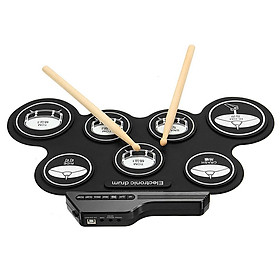 Portable Electronic Drum Set Roll Up Drum Pad Kit with Built-in Speaker Drum Pedals Drumsticks