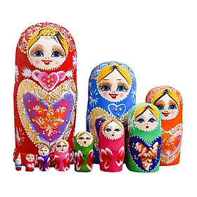 10pcs Girl Russian Nesting Dolls Kit Matryoshka Toy Handmade