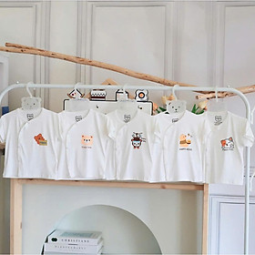 Áo Sơ Sinh NGẮN TAY Trắng In Chất Thun Lạnh Mềm, Mỏng, Mát Cho Bé - HAPPY KIDS - 1 áo - B. Trai