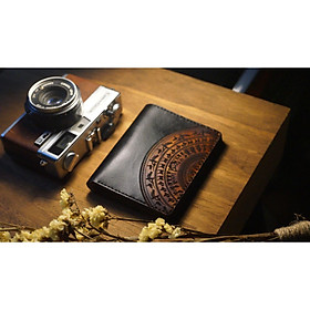 VÍ RAM TRỐNG ĐỒNG ĐEN TUYỀN DÁNG ĐỨNG DA BÒ THUỘC THẢO MỘC  MỆNH THỦY VÀ MỆNH MỘC - HÀNG CHÍNH HÃNG