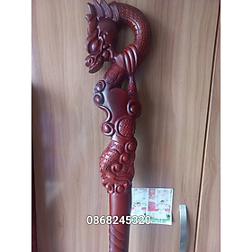 Gậy batong hỗ trợ chống đi lại cho người già bằng gỗ hương đá sơn pu giả cổ kt 90×13×4cm