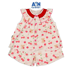 Bộ quần áo Ngắn bé gái họa tiết Cherry Bear đỏ cotton - AICDBGFQDNFA - AIN Closet