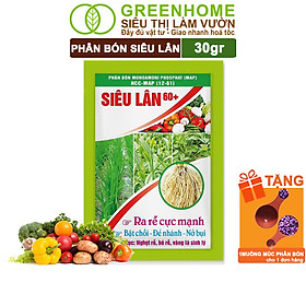 Phân Bón Lá Greenhome, Siêu Lân 60+, Gói 30gr, Phát Triển Rễ, Tạo Mầm Hoa, Kích Ra Hoa
