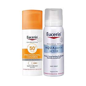 KEM CHỐNG NẮNG EUCERIN SUN CREME TINTED CC FAIR SPF50+ TẶNG XỊT KHOÁNG 50ML