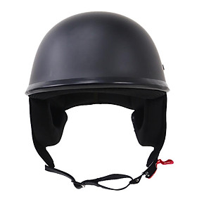 Matte Black Motorcycle Open Face Half Helmet DOT with Nylon Chin Strap L