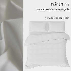 Bộ Chăn Ga Gối 5 Món Cotton Satin Size 2mx2m 2m2x2m Trơn Nhiều Màu À Ơi Concept cao cấp Hàn Quốc