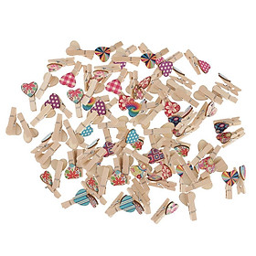 100x Love Heart Wood Clips Photo Paper Pegs Scrapbooking Embellishments 35mm