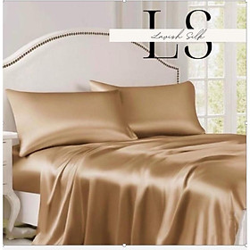 Bộ Ga Gối Phi Lụa Lavish Silk Cao Cấp Mát Lạnh Hàng Loại 1 Không Nối Vải - Vàng Đồng