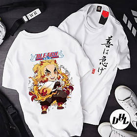 Áo thun trắng Anime, Manga Thanh g diệt quỷ Viêm trụ chibi, Unisex Nam Nữ có Size áo từ 25-95kg