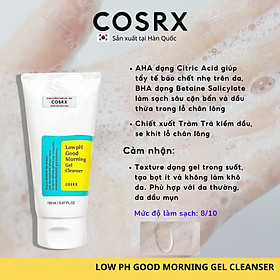 Sữa Rửa Mặt Gel Cosrx Low PH Good Morning Gel Cleanser Dạng Gel Chiết Từ Dầu Cây Trà 150ml.