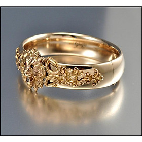 Combo Nhẫn Nam Nữ Kiểu cổ, Khắc đúc hình đầu Sư Tử, đính đá Zircorn, Chất liệu hợp kim titanium, Kèm túi đựng Nhẫn bằng Nhung mềm