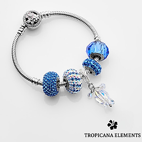 Lắc Tay Tropicana Phối Charm Swarovski Pha Lê Màu Xanh Dương