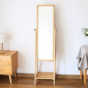 GƯƠNG KỆ ĐỨNG KHUNG GỖ HÀN QUỐC - A MIRROR SHELF NATURAL